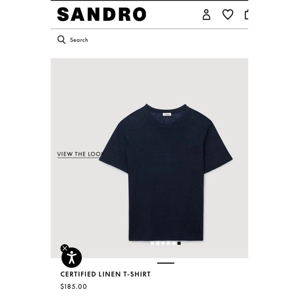 Sandro Mens Navy Blue Linen/Cotton Short Sleeve TShirt Size S/XS (measured) $185 - Picture 2 of 9